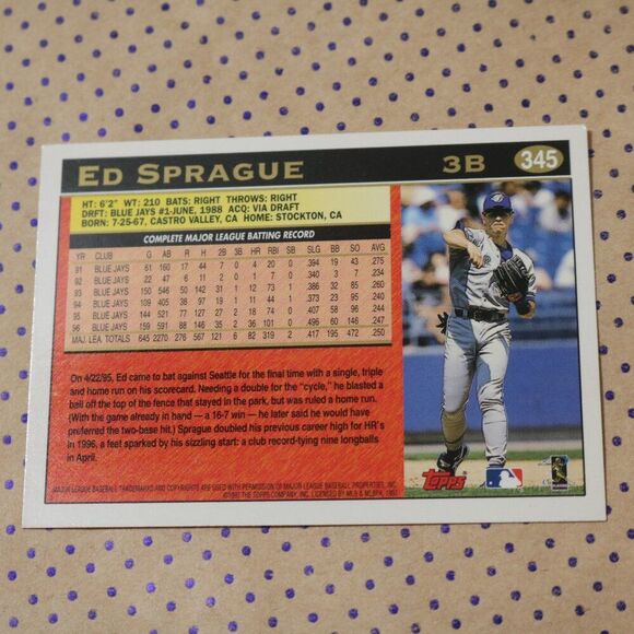 Ed Sprague #345 Baseball Card - Picture 2 of 2
